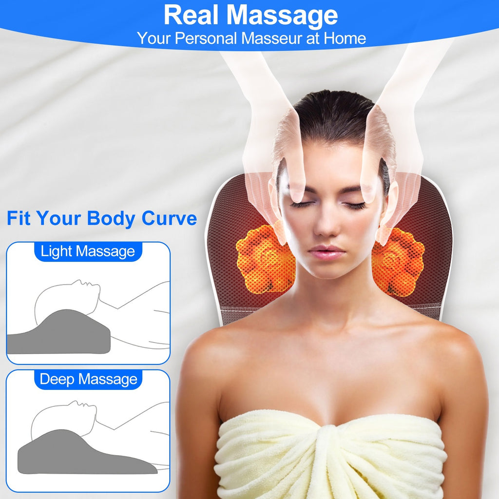 1Pc Back Massager With Heat 3D Kneading Massage Pillow Shiatsu Full Body Massager For Back Neck Waist Arm Abdomen Calf