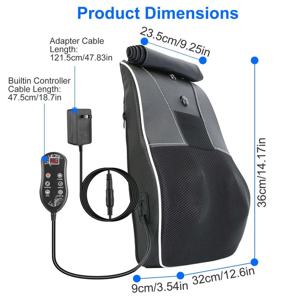 1Pc Back Massager With Heat 3D Kneading Massage Pillow Shiatsu Full Body Massager For Back Neck Waist Arm Abdomen Calf