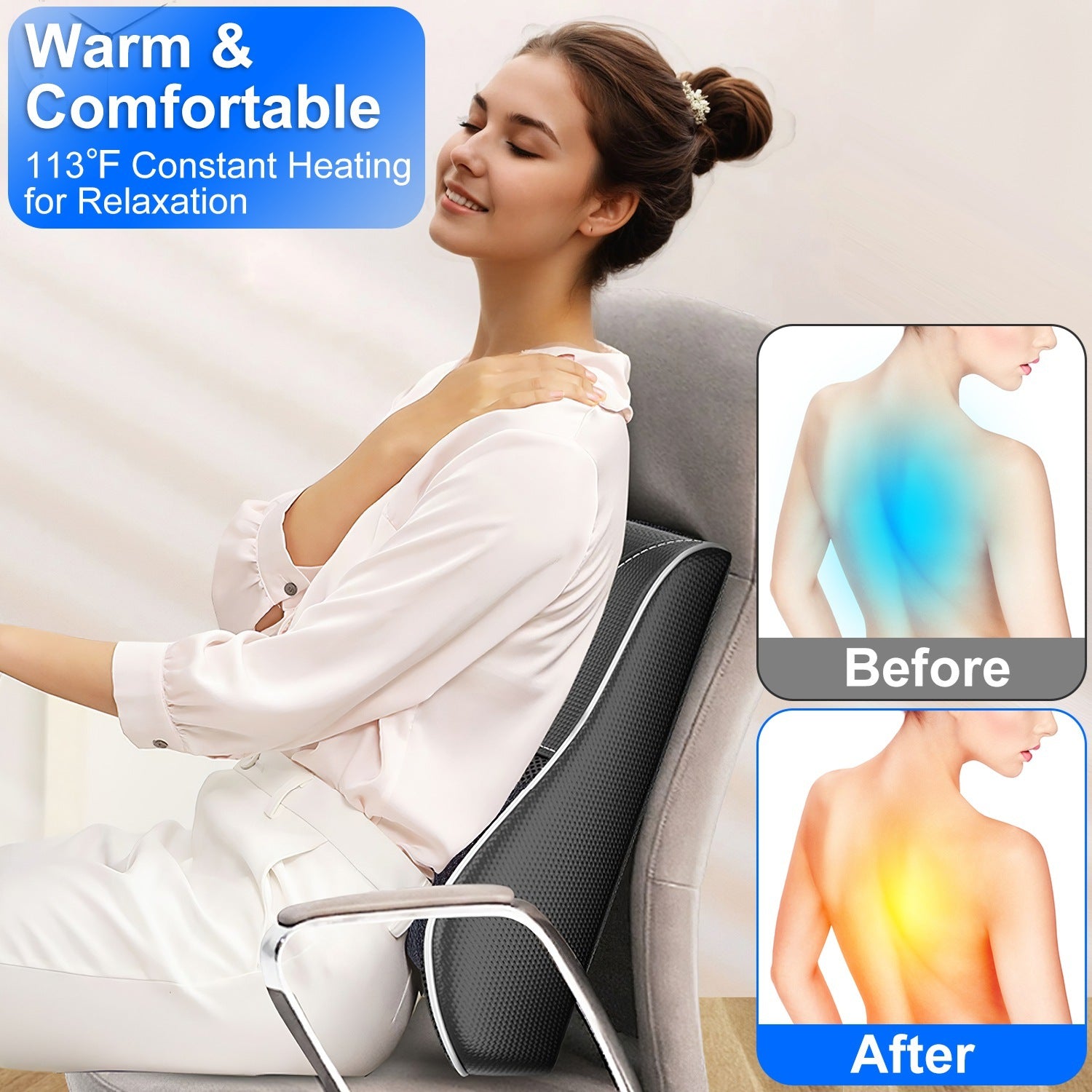 1Pc Back Massager With Heat 3D Kneading Massage Pillow Shiatsu Full Body Massager For Back Neck Waist Arm Abdomen Calf